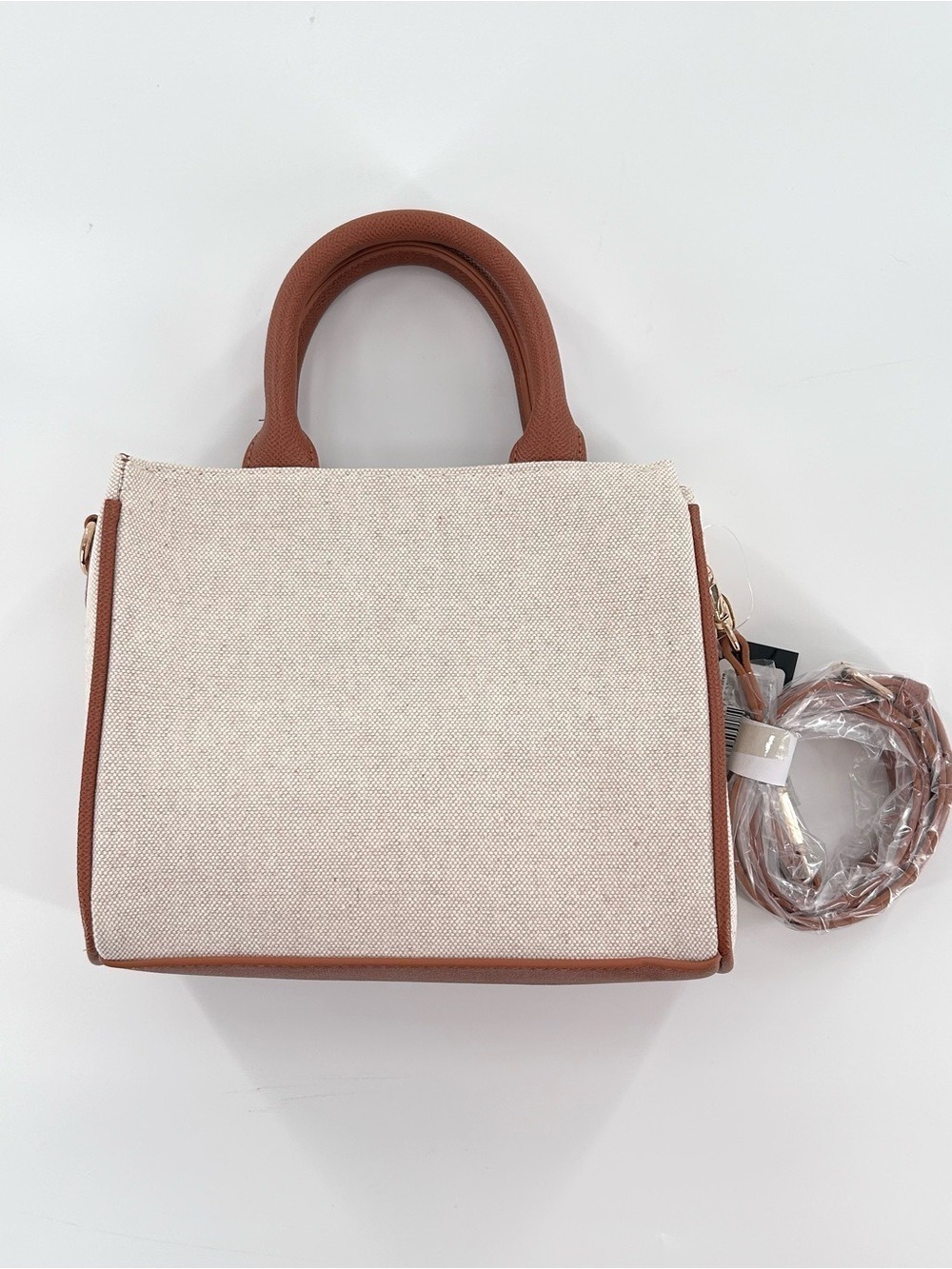 Bebe Paisley Mini Satchel Crossbody Caramel Tan Canvas - Picture 4 of 10
